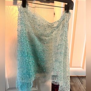 Handmade Blue Mesh Shawl/ poncho